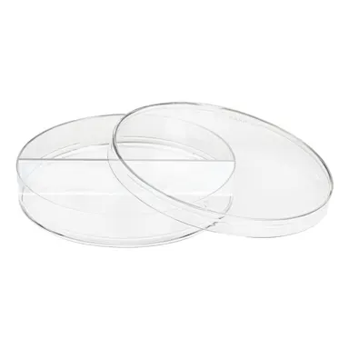 Petri dish, 92 x 16 mm, transparent, 2 compartments, with ventilation cams