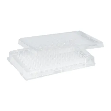 Micro test plate, 96 well, slip-on lid, flat base, PS, transparent