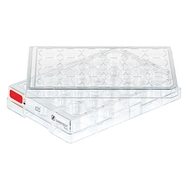 Plaque de culture cellulaire, 24 puits, surface : Standard, fond plat