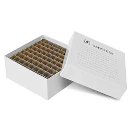 Storage box, slip-on lid, cardboard, format: 9 x 9, for 81 collection tubes