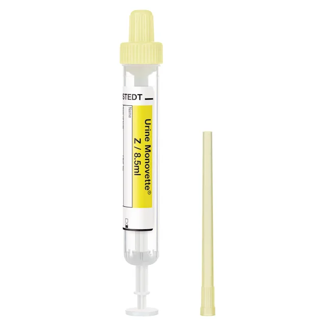 Monovette® para urina, Z, 8,5 ml, tampa amarela, (CxØ): 92 x 15 mm, 64 unid./pacote