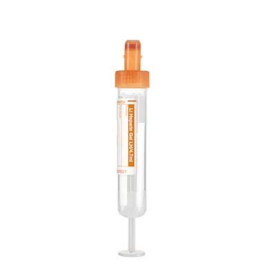 S-Monovette® Lithium heparin gel LH, 4.7 ml, cap orange, (LxØ): 75 x 15 mm, with paper label