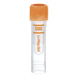 Microvette® 500 Lithium heparin gel LH, 500 µl, cap orange, flat base