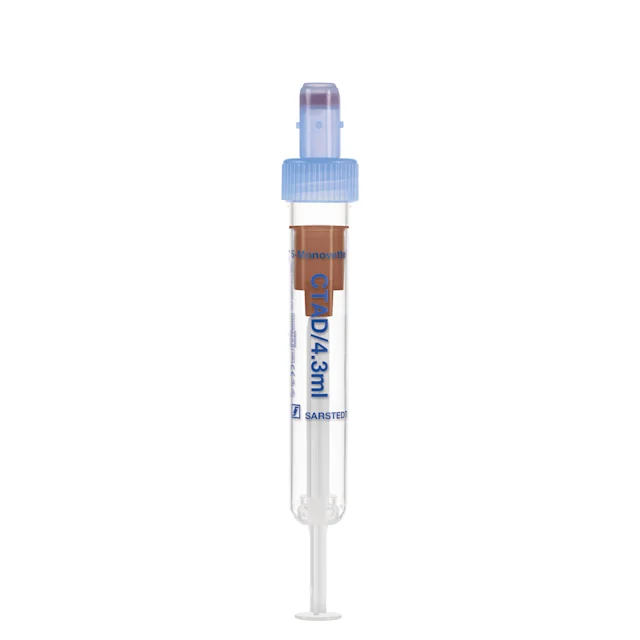 S-Monovette® CTAD, 4,3 ml, bouchon bleu, (L x Ø) : 75 x 13 mm, avec étiquette plastique