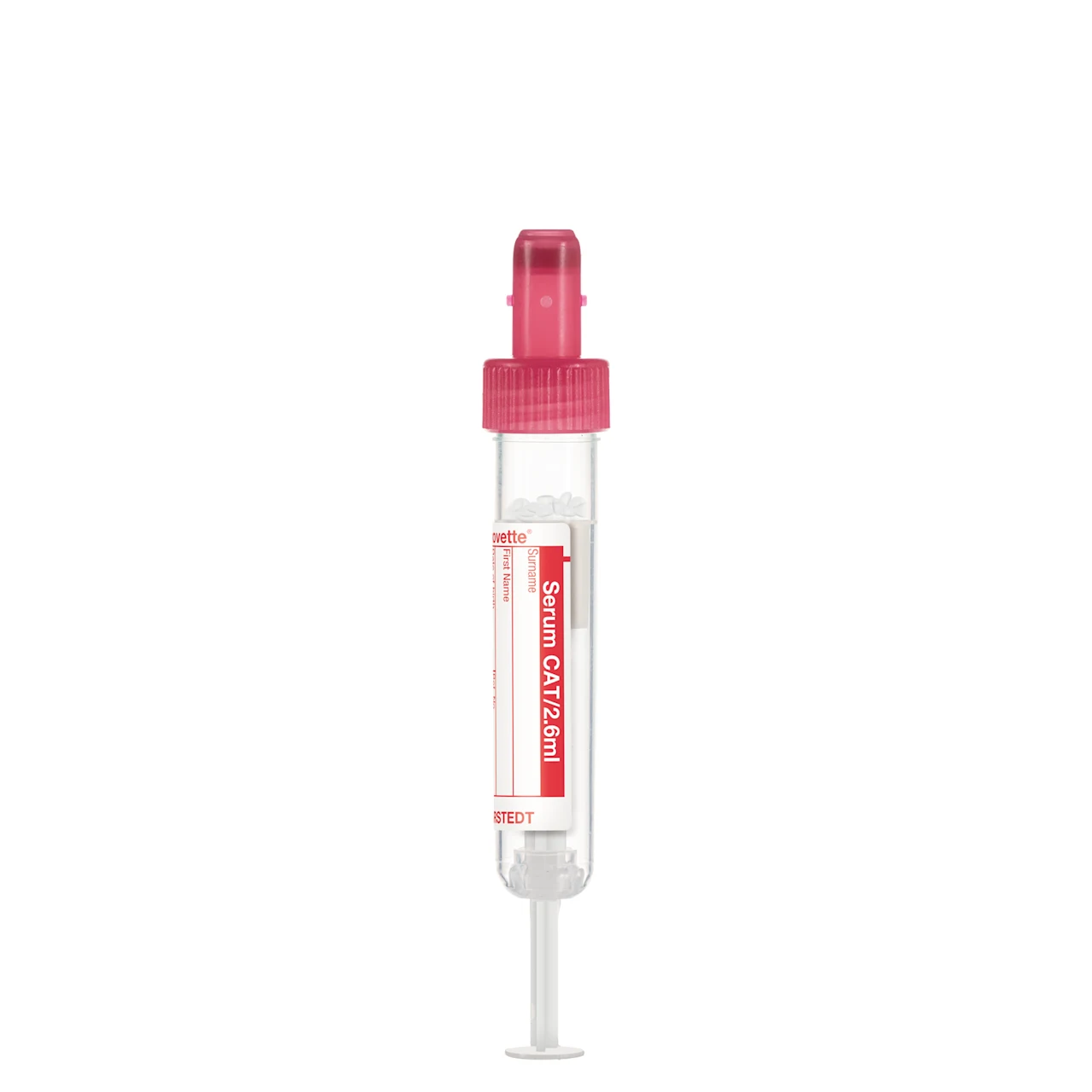 S-Monovette® 血清 - CAT, 2,6 ml, キャップ 赤, (LxØ)： 65 x 13 mm, 紙ラベル付き