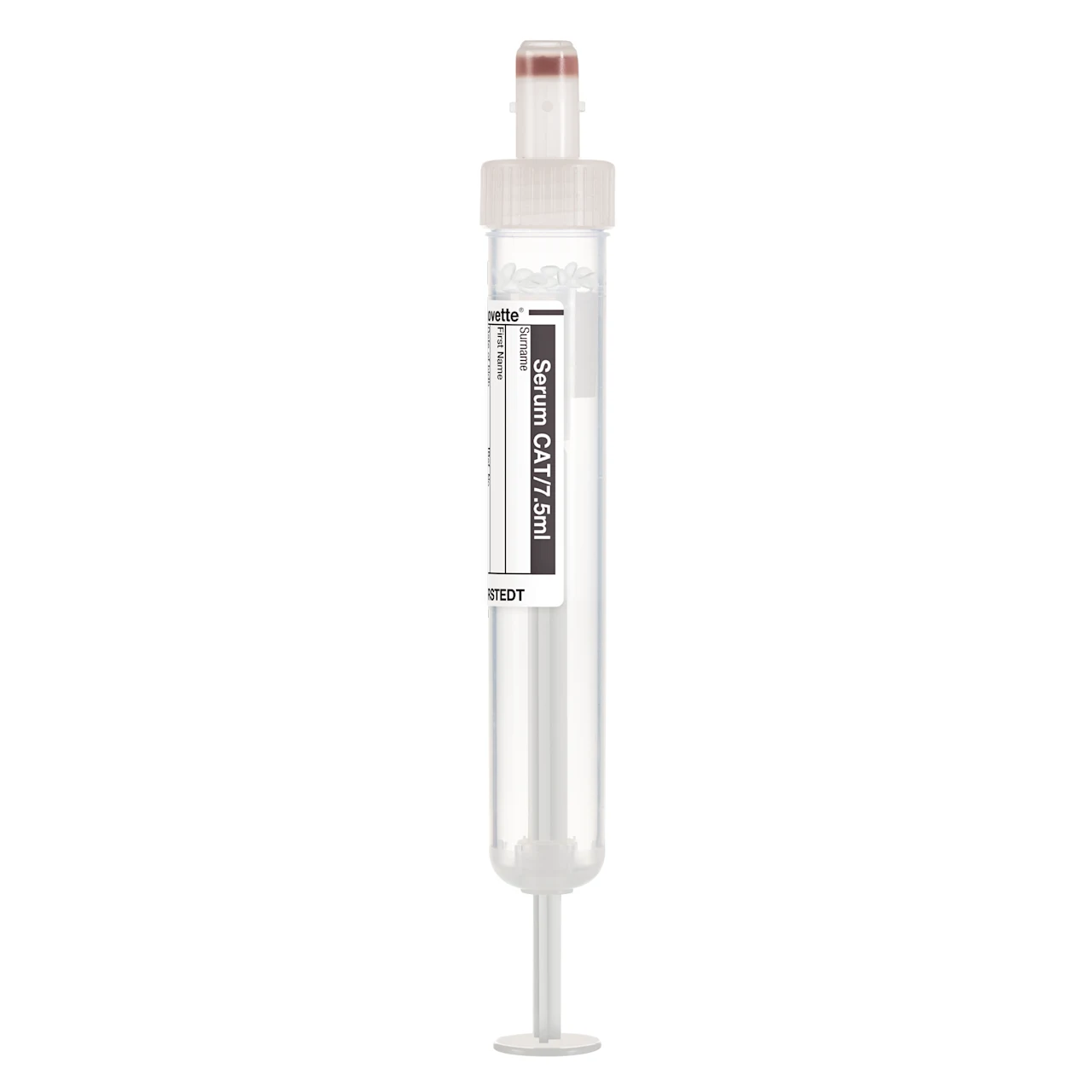 S-Monovette® 血清 - CAT, 7,5 ml, キャップ 白, (LxØ)： 92 x 15 mm, 紙ラベル付き