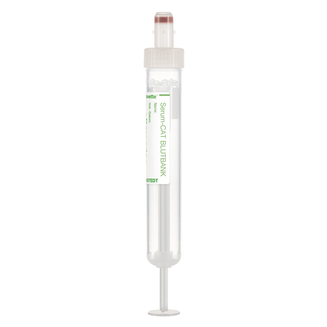 S-Monovette® 血清 - CAT, 7,5 ml, キャップ 白, (LxØ)： 92 x 15 mm, 紙ラベル付き
