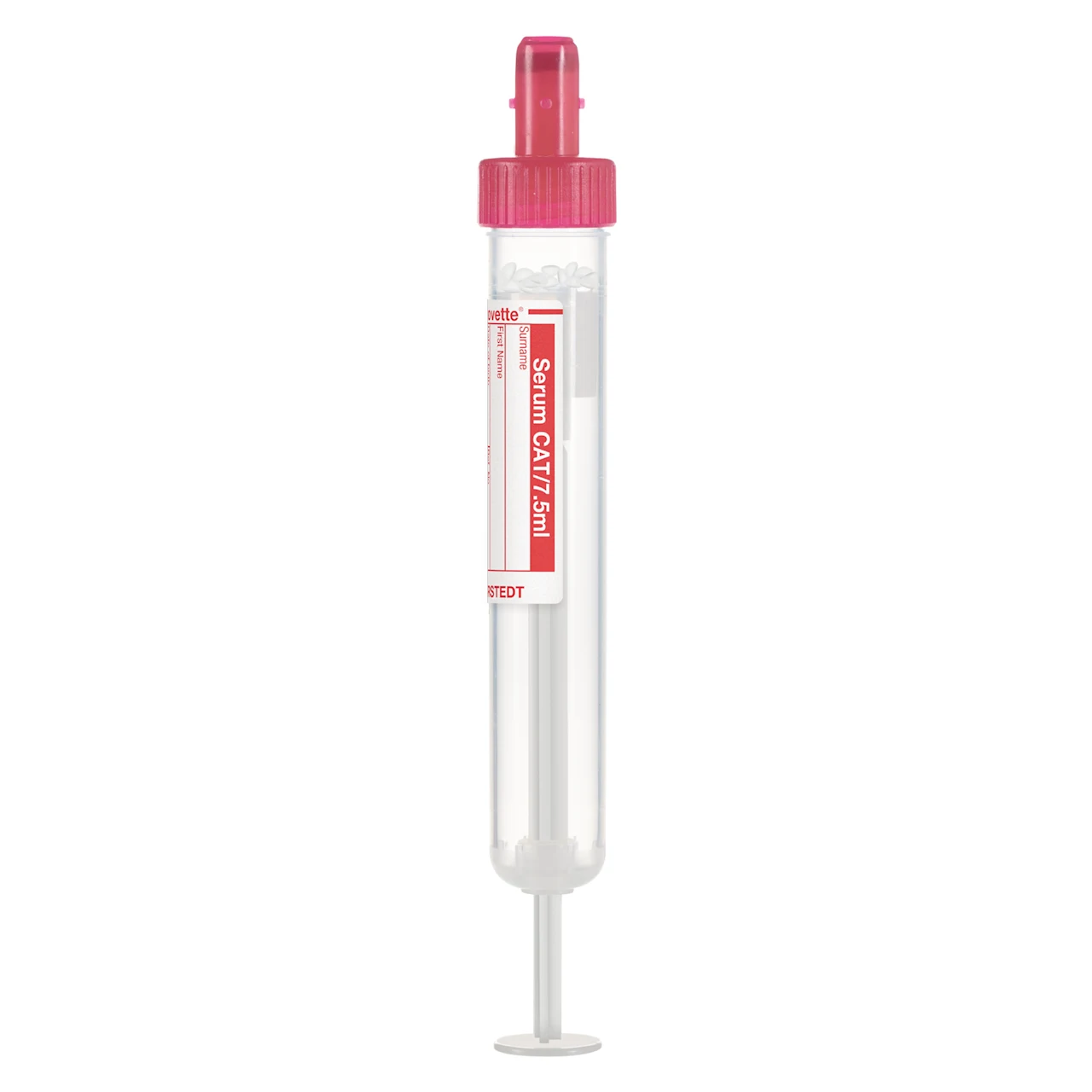 S-Monovette® 血清 - CAT, 7,5 ml, キャップ 赤, (LxØ)： 92 x 15 mm, 紙ラベル付き