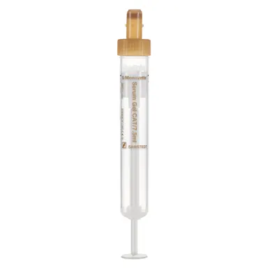 S-Monovette® Serum Gel CAT, 7.5 ml, cap brown, (LxØ): 92 x 15 mm, with plastic label