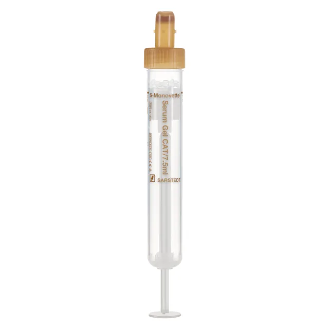 S-Monovette® Serum Gel CAT, 7.5 ml, cap brown, (LxØ): 92 x 15 mm, with plastic label