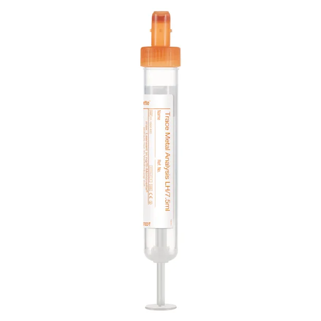 S-Monovette® Metal analysis LH, 7.5 ml, cap orange, (LxØ): 92 x 15 mm, with paper label
