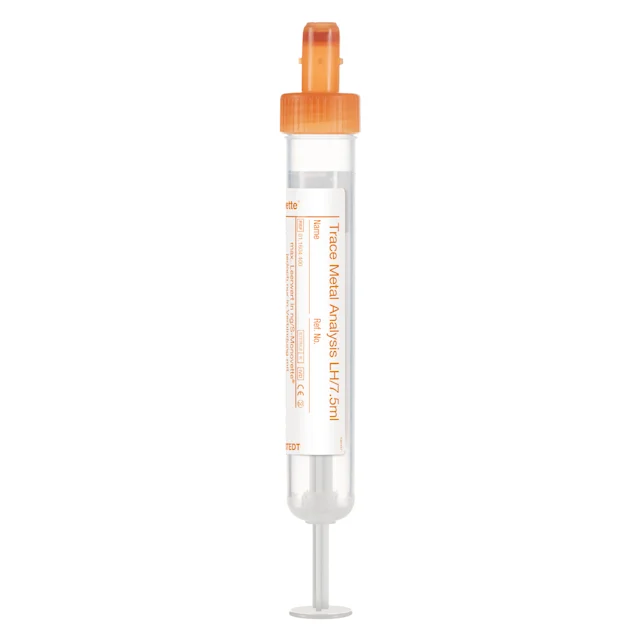 S-Monovette® Analyse des métaux LH, 7,5 ml, bouchon orange, (L x Ø) : 92 x 15 mm, avec étiquette papier