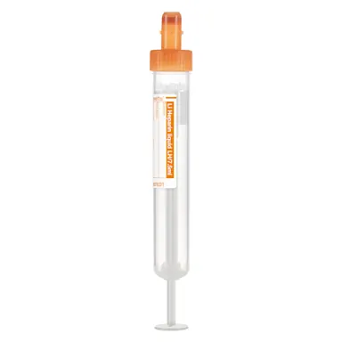 S-Monovette® Lithium heparin LH, fluid, 7.5 ml, cap orange, (LxØ): 92 x 15 mm, with paper label