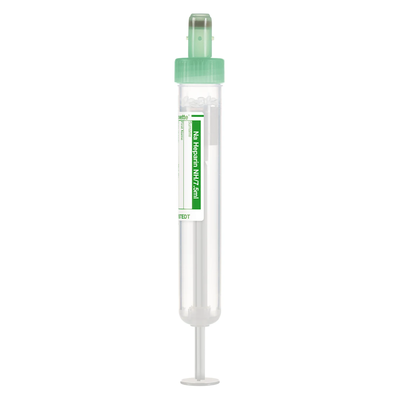 S-Monovette® Sodium heparin NH, 7.5 ml, cap green, (LxØ): 92 x 15 mm, with paper label