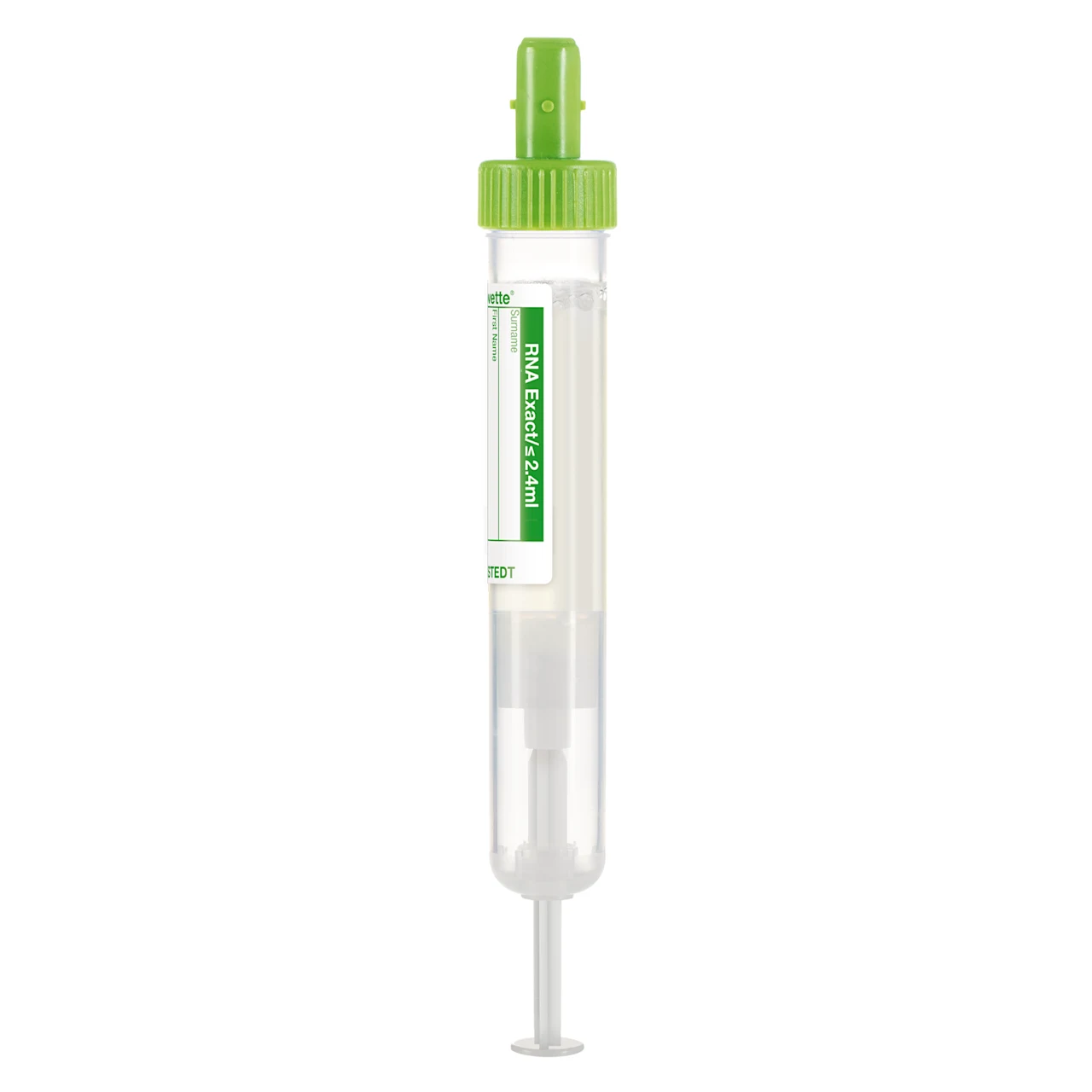 S-Monovette® RNA Exact, 最高 2.4 ml, キャップ 緑, (LxØ)： 100 x 15 mm, 紙ラベル付き