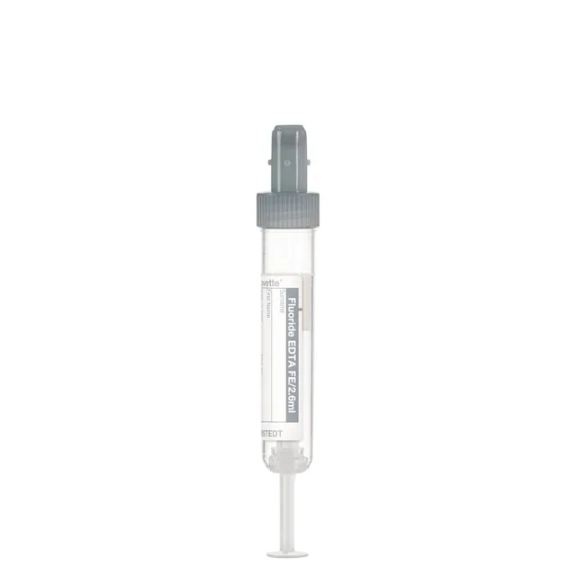 S-Monovette® Fluoride/EDTA FE, 2.6 ml, cap grey, (LxØ): 65 x 13 mm, with paper label