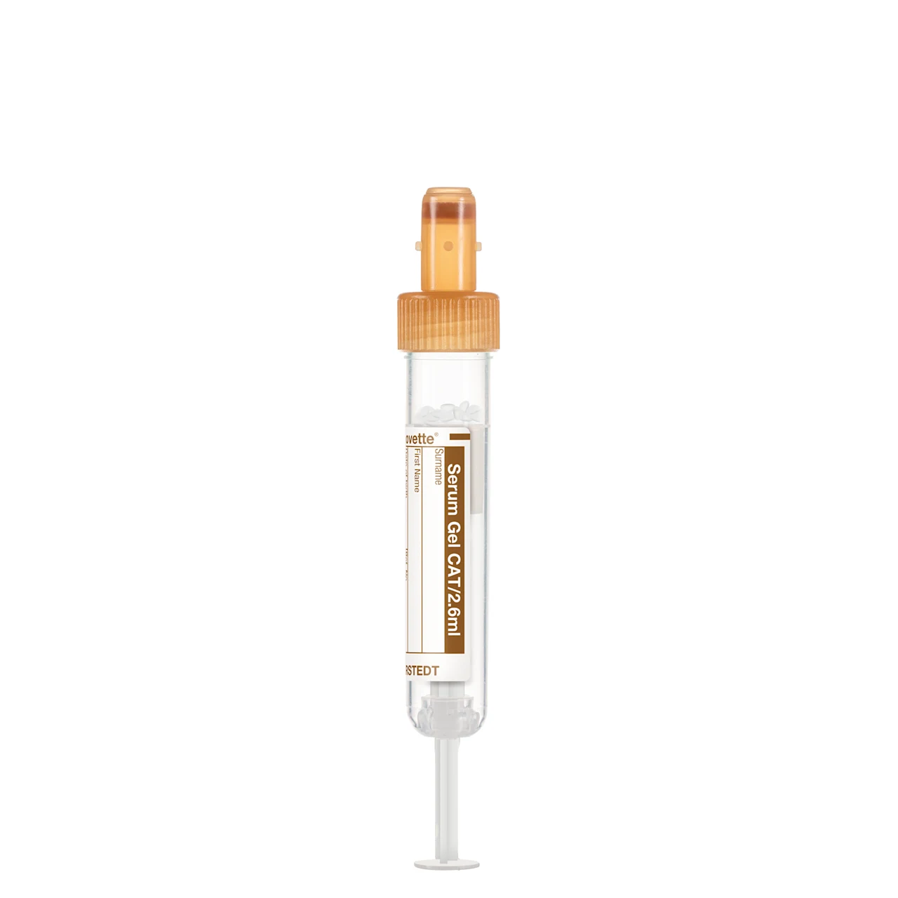 S-Monovette® 血清ゲルCAT, 2,6 ml, キャップ 茶, (LxØ)： 65 x 13 mm, 紙ラベル付き