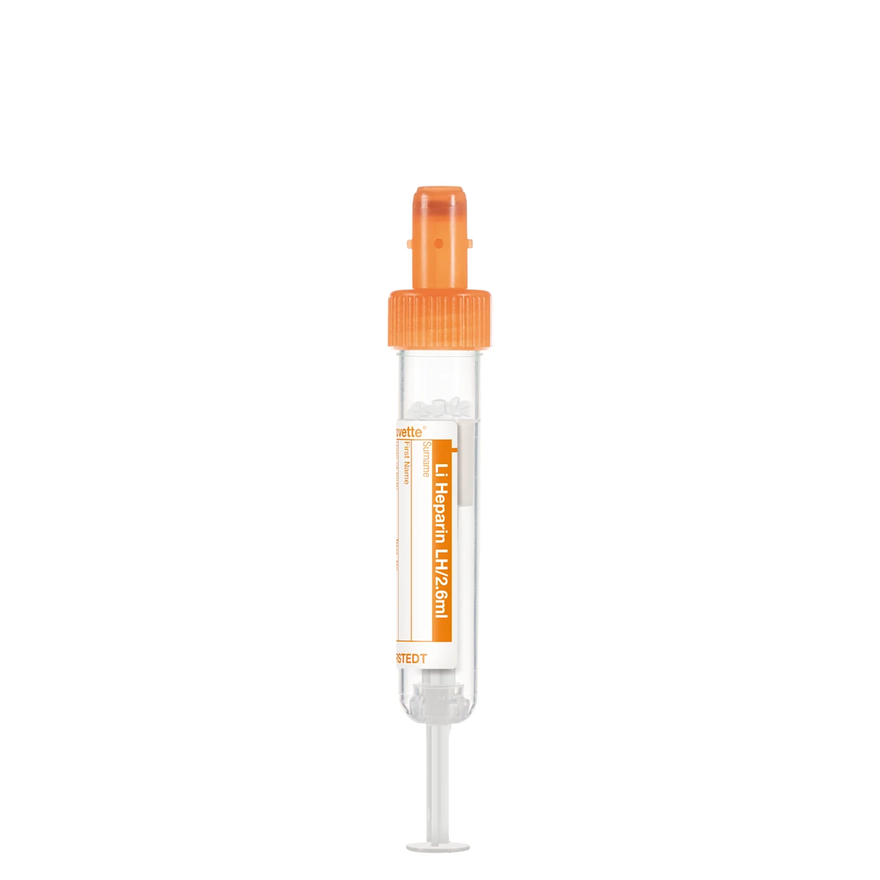S-Monovette® Lithium heparin LH, 2.6 ml, cap orange, (LxØ): 65 x 13 mm, with paper label