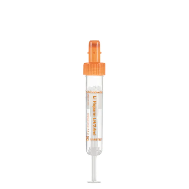 S-Monovette® Lithium heparin LH, 2.6 ml, cap orange, (LxØ): 65 x 13 mm, with plastic label
