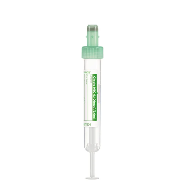 S-Monovette® Citrat 9NC 0.106 mol/l 3,2%, 3 ml, Verschluss grün, (LxØ): 75 x 13 mm, mit Papieretikett