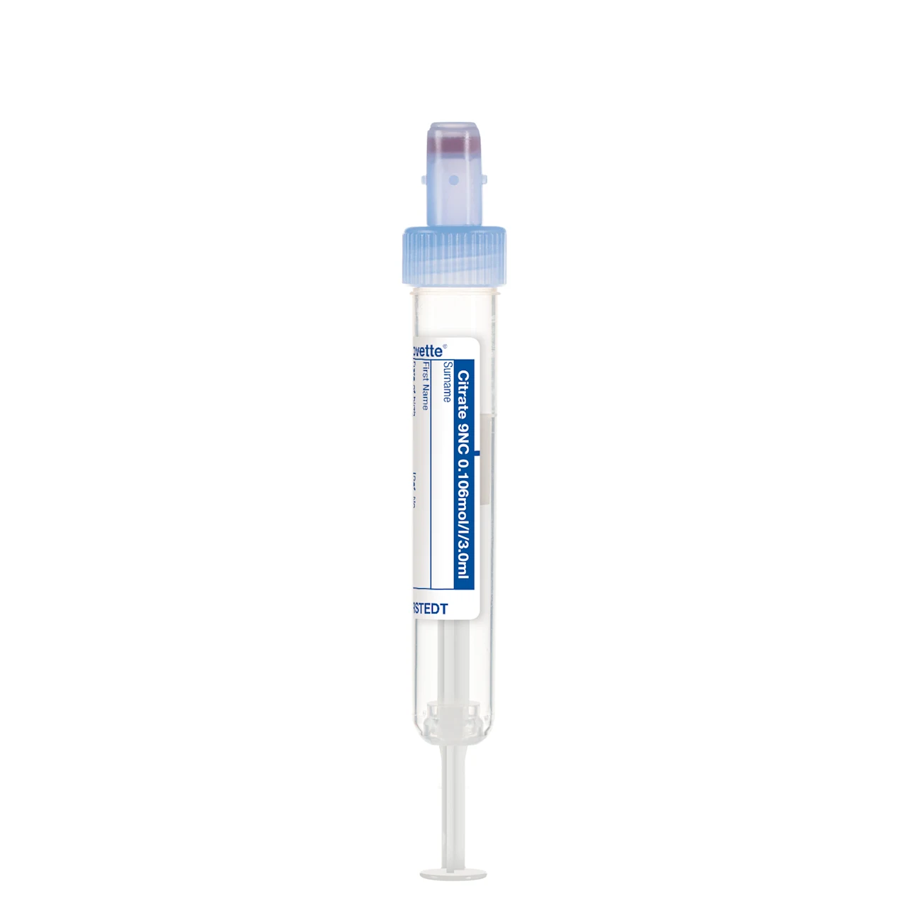 S-Monovette® クエン酸塩 9NC 0.106 mol/l 3.2, 3 ml, キャップ 青, (LxØ)： 75 x 13 mm, 紙ラベル付き