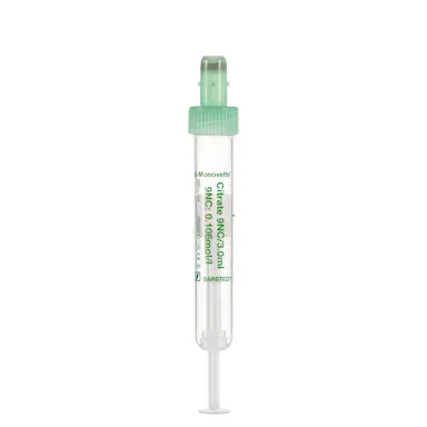 S-Monovette® Citrate 9NC 0.106 mol/l 3.2%, 3 ml, cap green, (LxØ): 75 x 13 mm, with plastic label