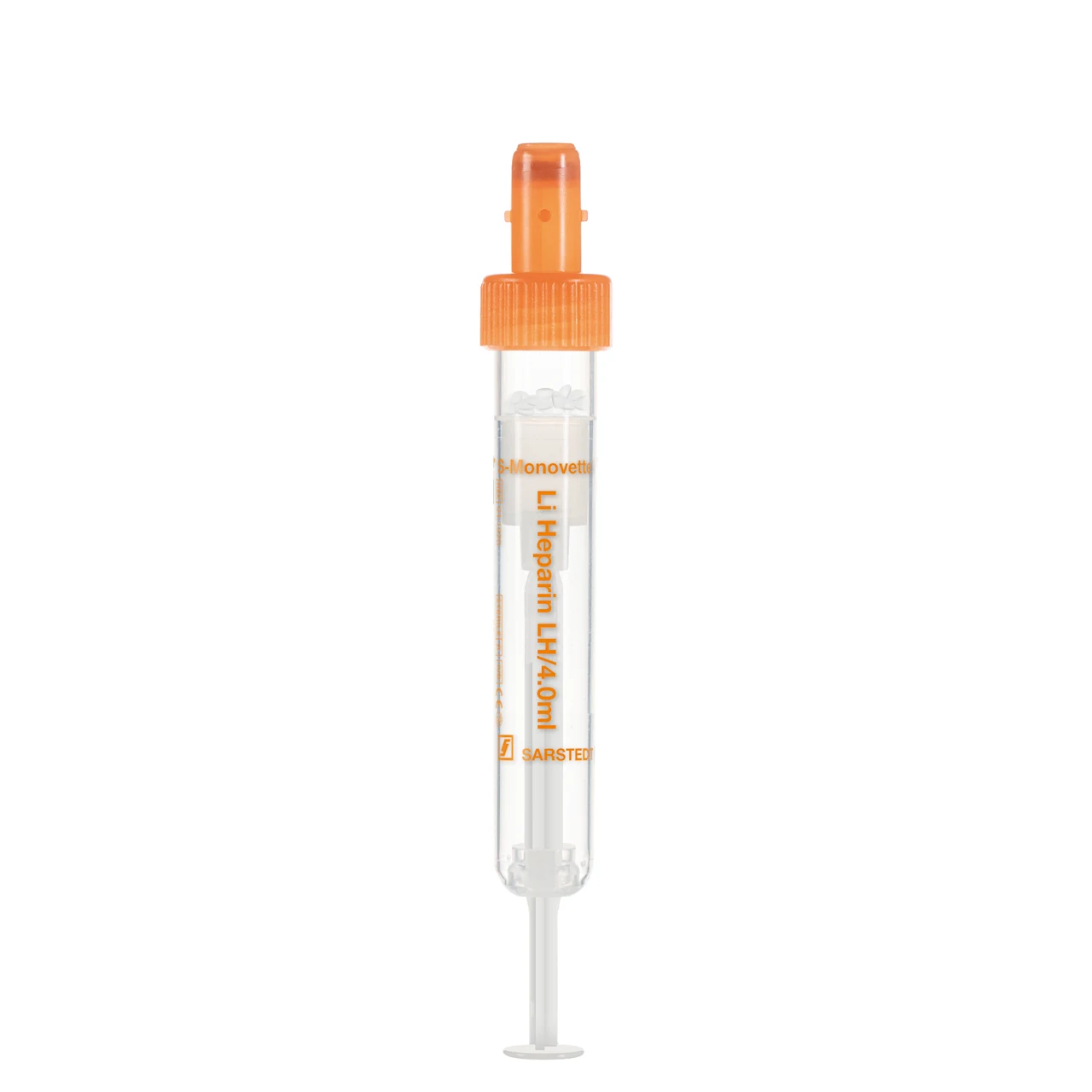 S-Monovette® Lithium heparin LH, 4 ml, cap orange, (LxØ): 75 x 13 mm, with plastic label