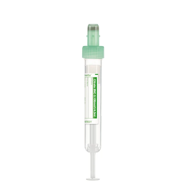 S-Monovette® Citrat 9NC 0.106 mol/l 3,2%, 4,3 ml, Verschluss grün, (LxØ): 75 x 13 mm, mit Papieretikett