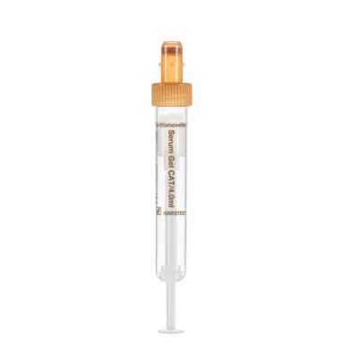 S-Monovette® Serum Gel CAT, 4 ml, cap brown, (LxØ): 75 x 13 mm, with plastic label