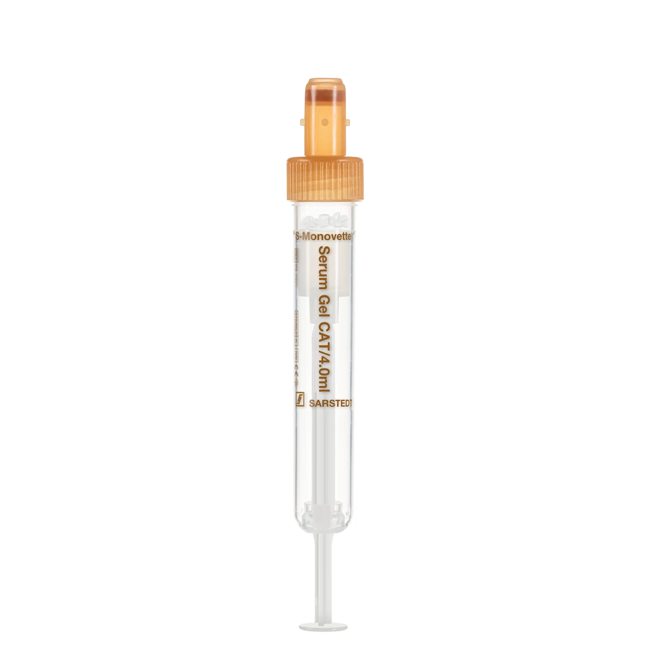 S-Monovette® 血清ゲルCAT, 4 ml, キャップ 茶, (LxØ)： 75 x 13 mm, プラスチックラベル付き