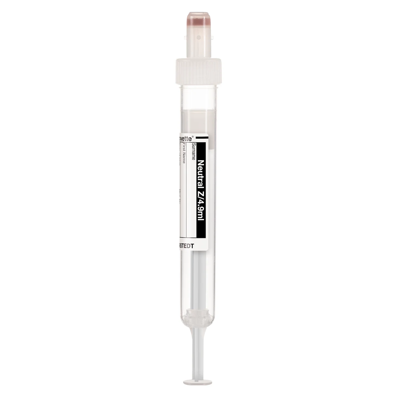 S-Monovette® 中性Z, 4,9 ml, キャップ 白, (LxØ)： 90 x 13 mm, 紙ラベル付き