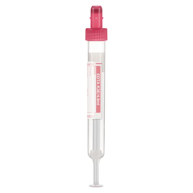 S-Monovette® EDTA K3E, 4.9 ml, cap red, (LxØ): 90 x 13 mm, with paper label
