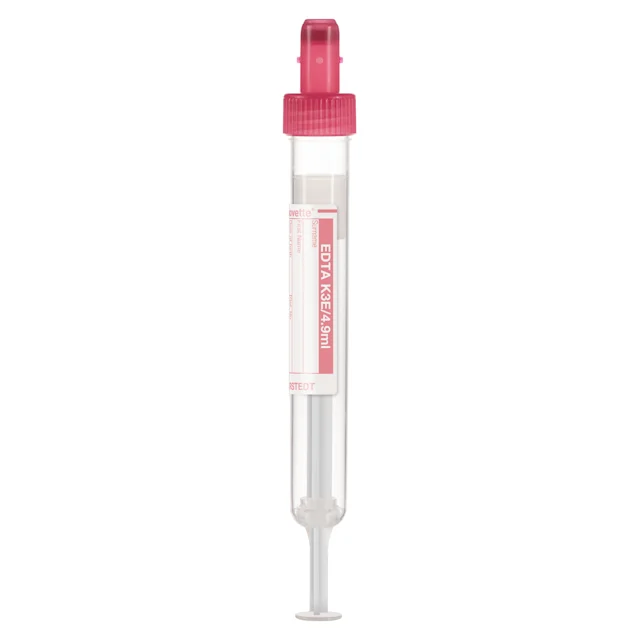 S-Monovette® EDTA K3E, 4.9 ml, cap red, (LxØ): 90 x 13 mm, with paper label