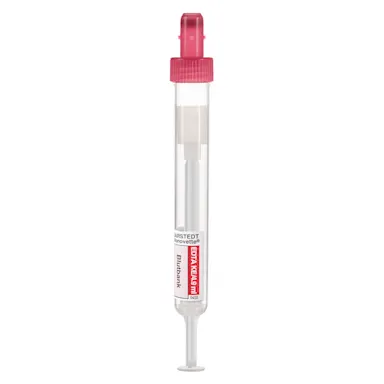 S-Monovette® EDTA K3E, 4,9 ml, Verschluss rot, (LxØ): 90 x 13 mm, mit Papieretikett