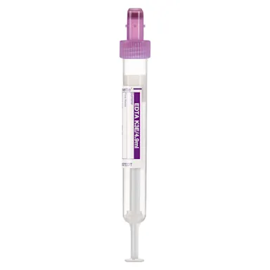 S-Monovette® EDTA K3E, 4.9 ml, cap violet, (LxØ): 90 x 13 mm, with paper label