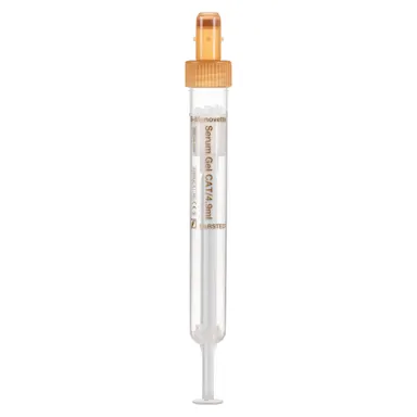 S-Monovette® Serum Gel CAT, 4.9 ml, cap brown, (LxØ): 90 x 13 mm, with plastic label