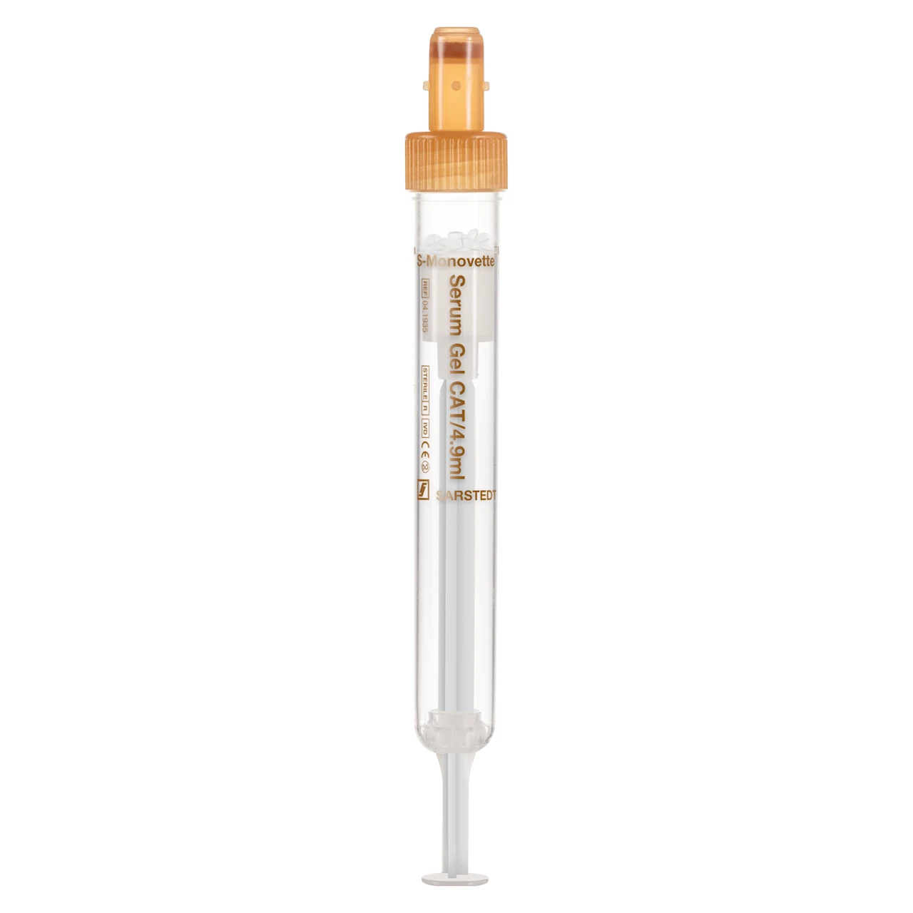 S-Monovette® 血清ゲルCAT, 4,9 ml, キャップ 茶, (LxØ)： 90 x 13 mm, プラスチックラベル付き