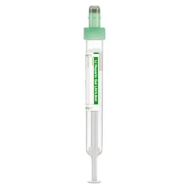 S-Monovette® Lithium heparin gel LH, 4.9 ml, cap green, (LxØ): 90 x 13 mm, with paper label