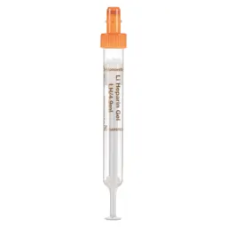 S-Monovette® Heparina de lítio gel LH, 4,9 ml, tampa laranja, (CxØ): 90 x 13 mm, com etiqueta de plástico