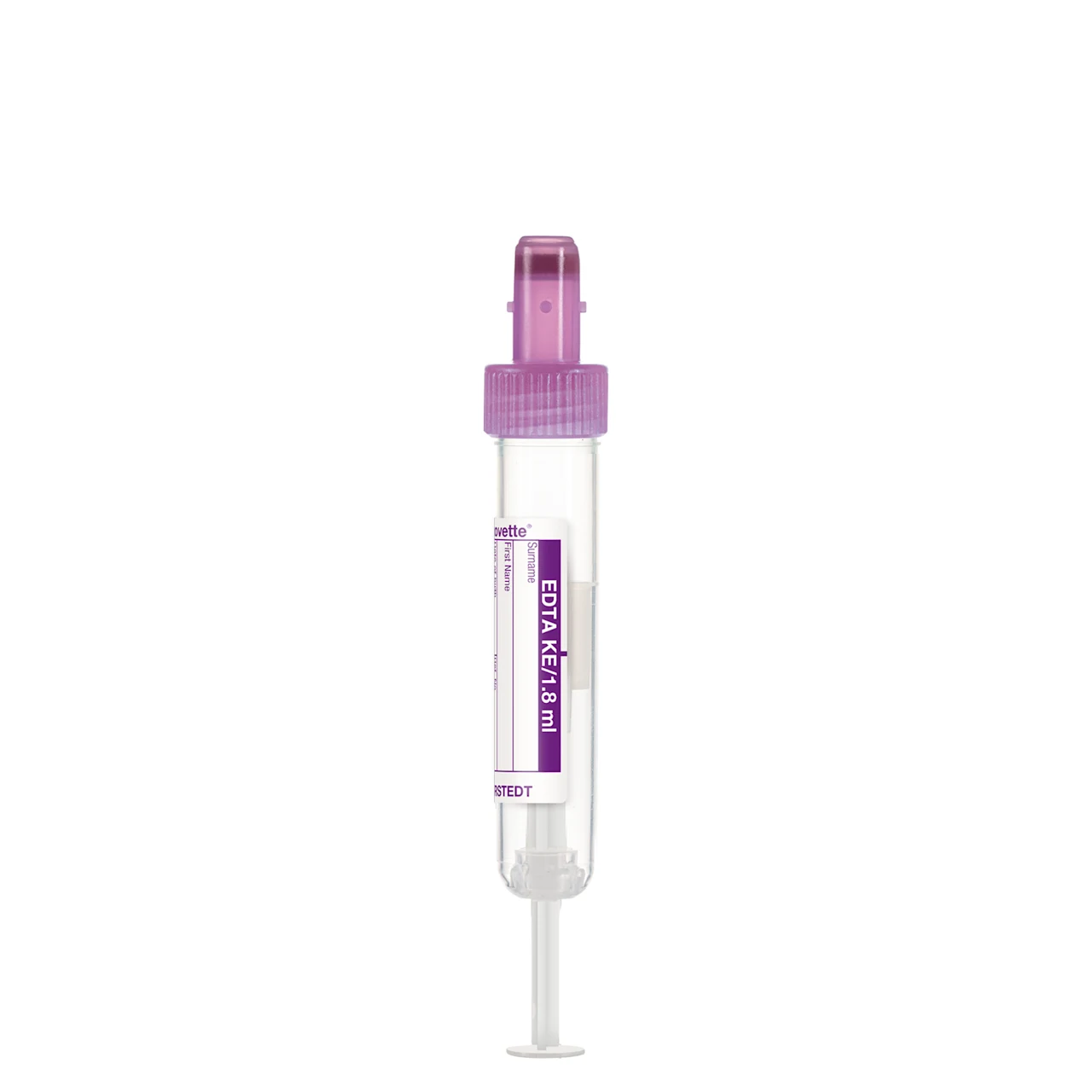 S-Monovette® EDTA K3E, 1,8 ml, キャップ 紫, (LxØ)： 65 x 13 mm, 紙ラベル付き