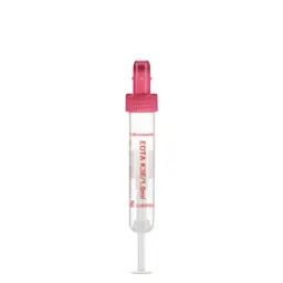 S-Monovette® EDTA K3E, 1.8 ml, cap red, (LxØ): 65 x 13 mm, with plastic label