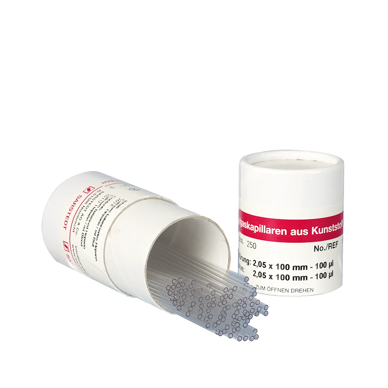 Blood gas capillaries, calcium-balanced lithium heparin, 100 µl