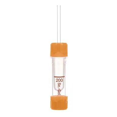 Microvette® 200 Serum Gel CAT, 200 µl, cap brown, flat base