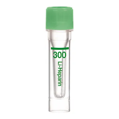 Microvette® 300 Lithium heparin LH, 300 µl, cap green, flat base