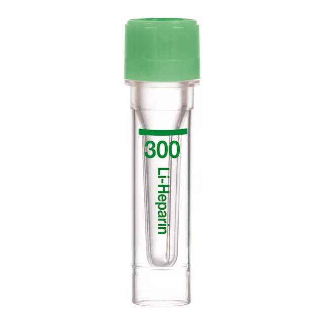 Microvette® 300 Lithium heparin LH, 300 µl, cap green, flat base