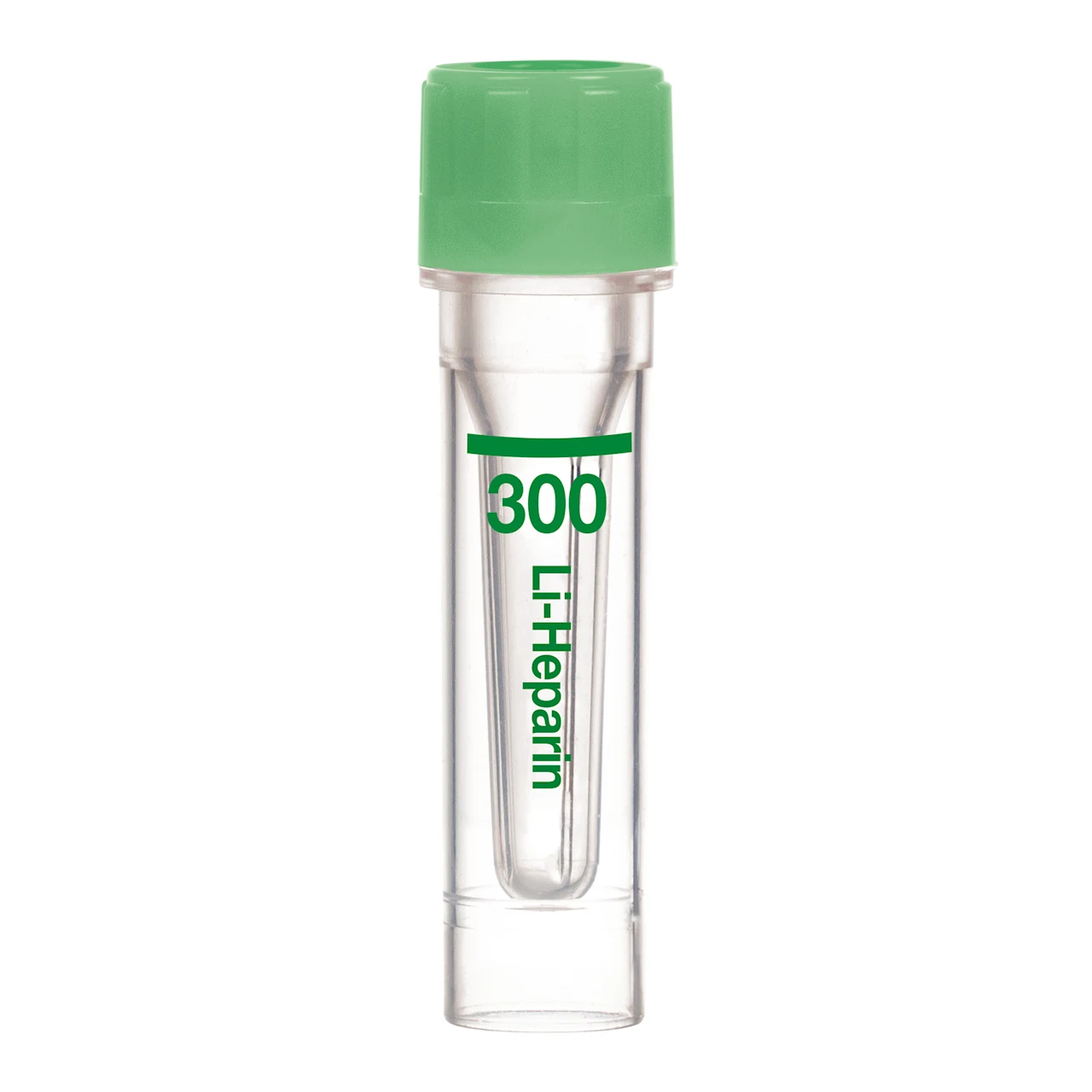 Microvette® 300 Lithium heparin LH, 300 µl, cap green, flat base
