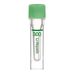 Microvette® 300 Lithium heparin LH, 300 µl, cap green, flat base