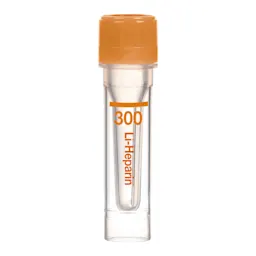 Microvette® 300 Lithium heparin LH, 300 µl, cap orange, flat base