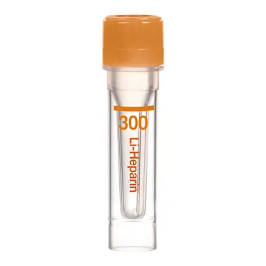 Microvette® 300 Lithium heparin LH, 300 µl, cap orange, flat base