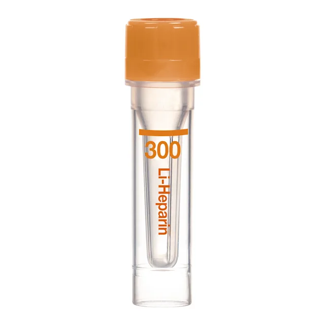 Microvette® 300 Lithium heparin LH, 300 µl, cap orange, flat base